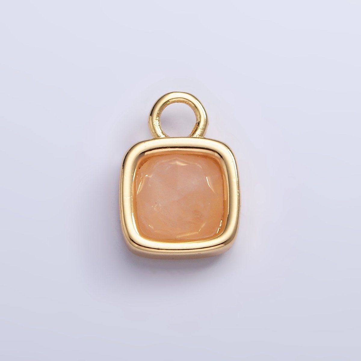16K Gold Filled Square Multifaceted Natural Gemstone Personalized Add-On Charm | AC1466 - AC1478 - DLUXCA