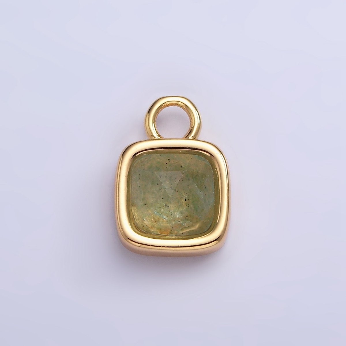 16K Gold Filled Square Multifaceted Natural Gemstone Personalized Add-On Charm | AC1466 - AC1478 - DLUXCA