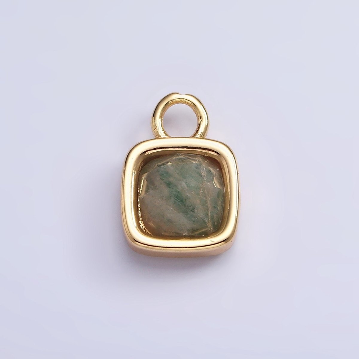 16K Gold Filled Square Multifaceted Natural Gemstone Personalized Add-On Charm | AC1466 - AC1478 - DLUXCA