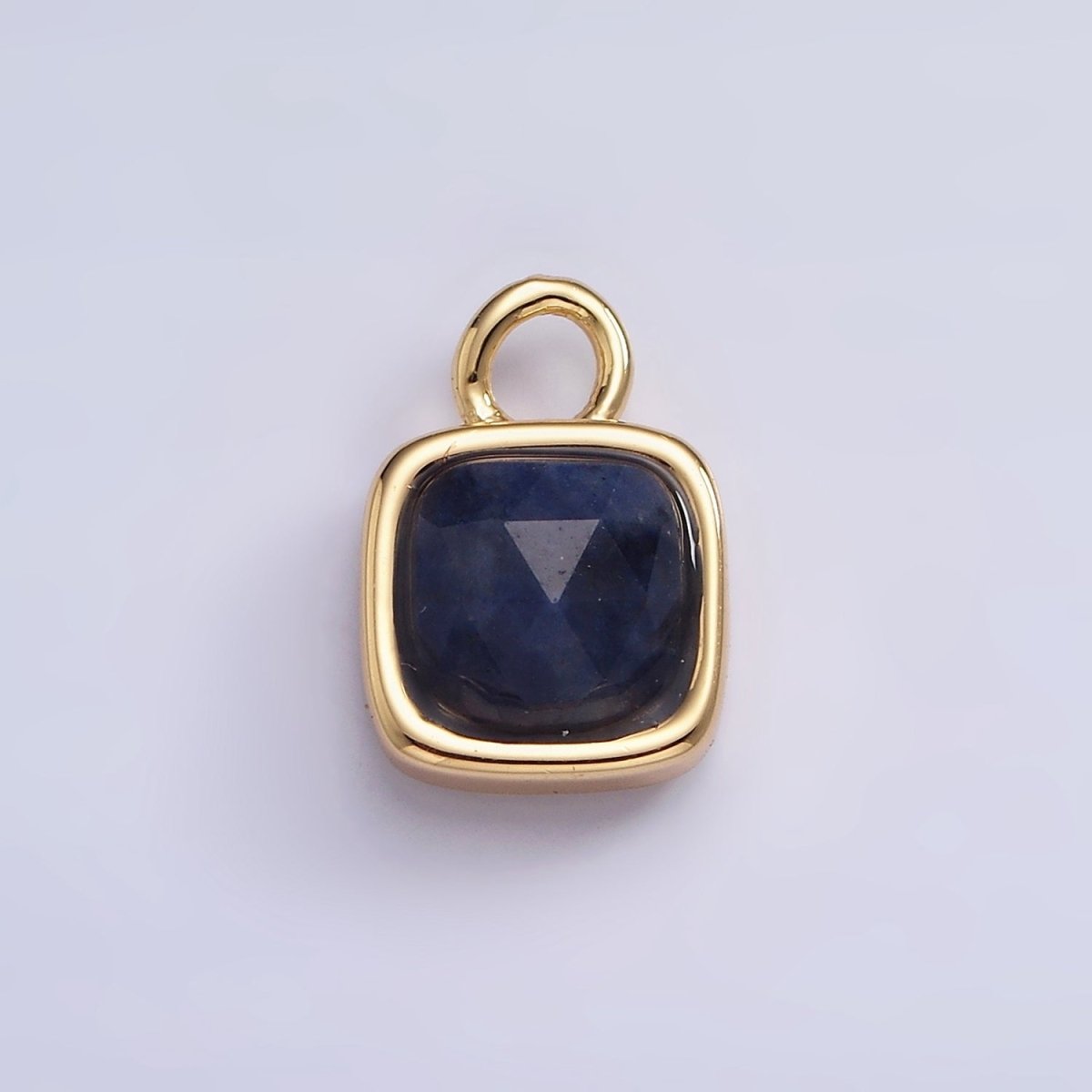 16K Gold Filled Square Multifaceted Natural Gemstone Personalized Add-On Charm | AC1466 - AC1478 - DLUXCA