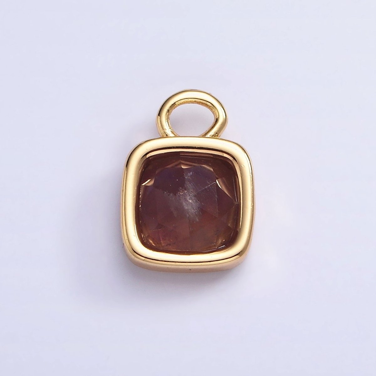 16K Gold Filled Square Multifaceted Natural Gemstone Personalized Add-On Charm | AC1466 - AC1478 - DLUXCA