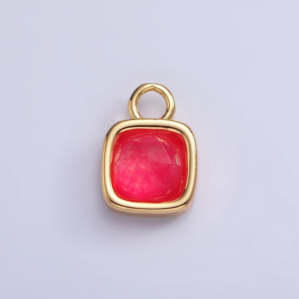 16K Gold Filled Square Multifaceted Natural Gemstone Personalized Add-On Charm | AC1466 - AC1478 - DLUXCA