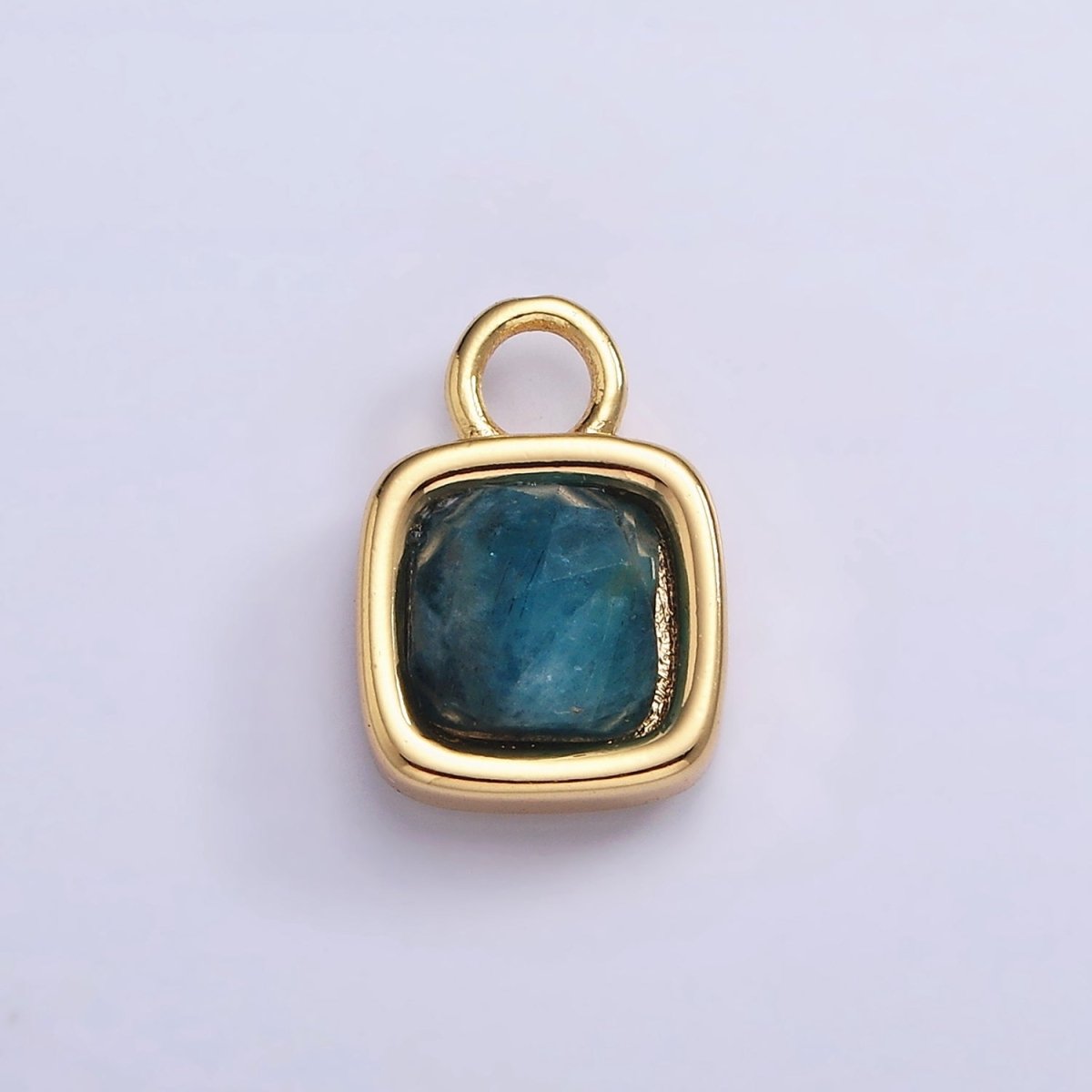16K Gold Filled Square Multifaceted Natural Gemstone Personalized Add-On Charm | AC1466 - AC1478 - DLUXCA
