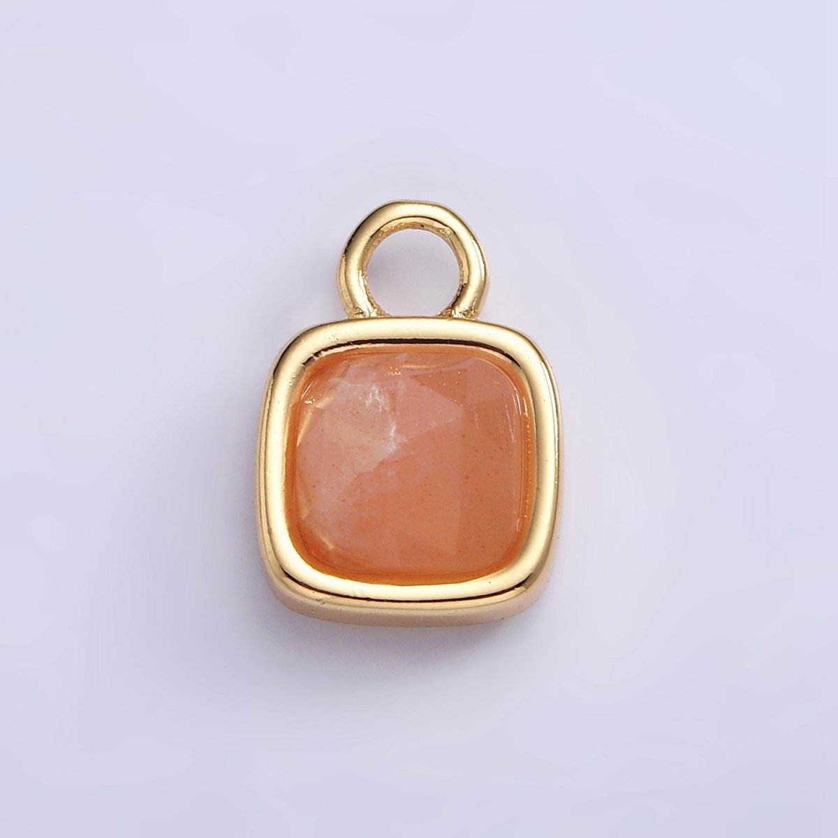 16K Gold Filled Square Multifaceted Natural Gemstone Personalized Add-On Charm | AC1466 - AC1478 - DLUXCA