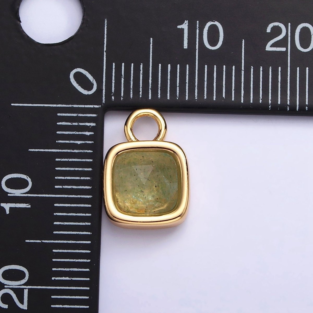 16K Gold Filled Square Multifaceted Natural Gemstone Personalized Add-On Charm | AC1466 - AC1478 - DLUXCA