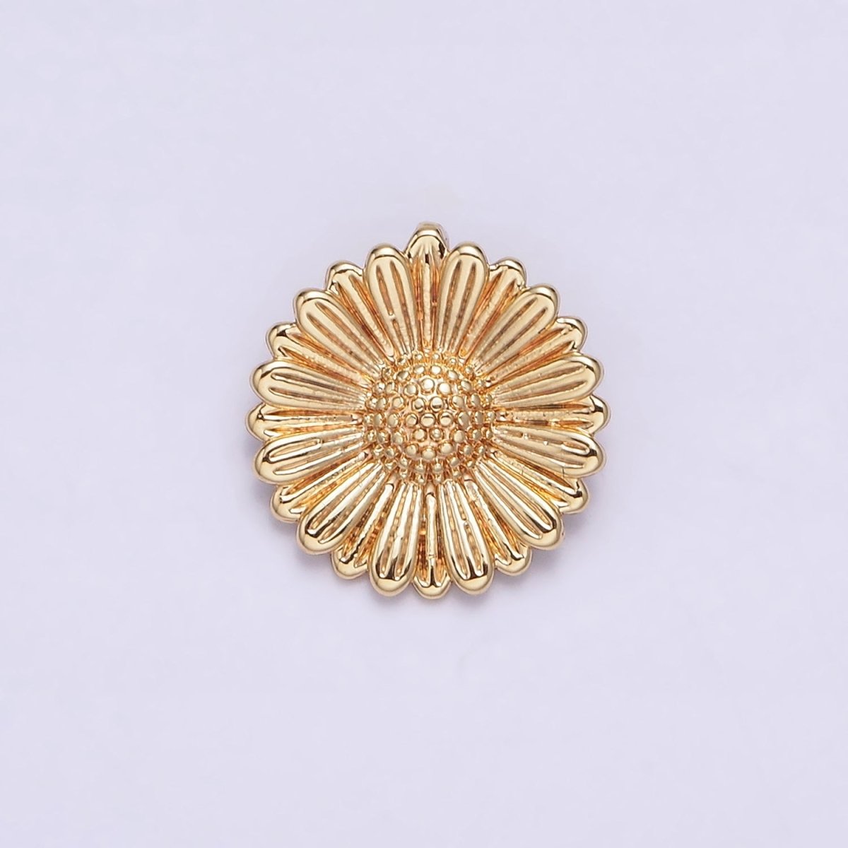 16K Gold Filled Sunflower Textured Round Pendant | AA603 - DLUXCA