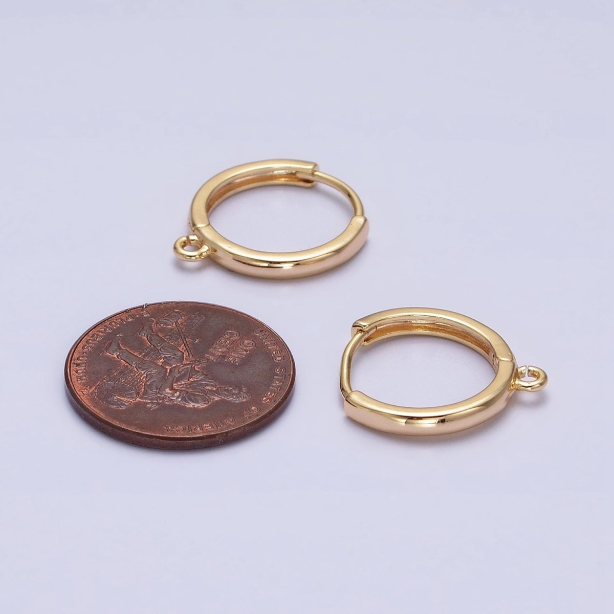 16K Gold Filled Thin 15.5mm Huggie Hoop Open Loop Earrings Supply in Silver & Gold | Z-210 Z-221 - DLUXCA