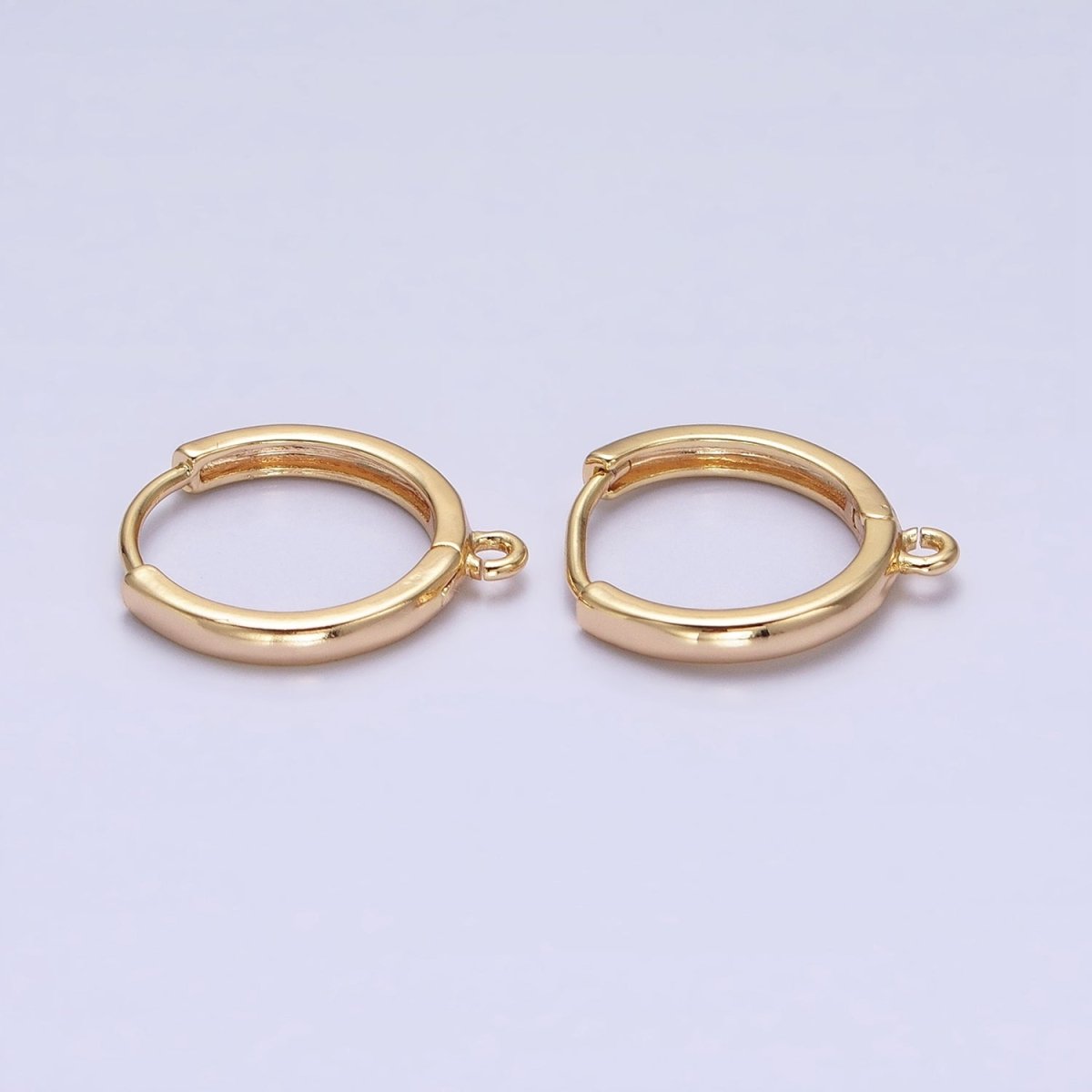 16K Gold Filled Thin 15.5mm Huggie Hoop Open Loop Earrings Supply in Silver & Gold | Z-210 Z-221 - DLUXCA