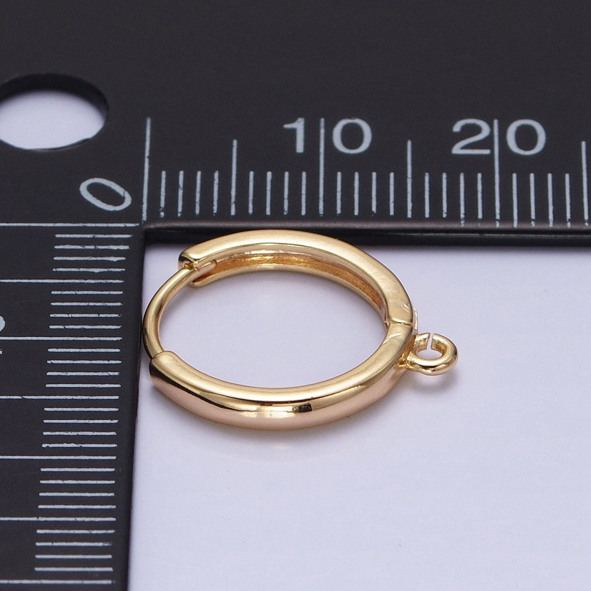 16K Gold Filled Thin 15.5mm Huggie Hoop Open Loop Earrings Supply in Silver & Gold | Z-210 Z-221 - DLUXCA