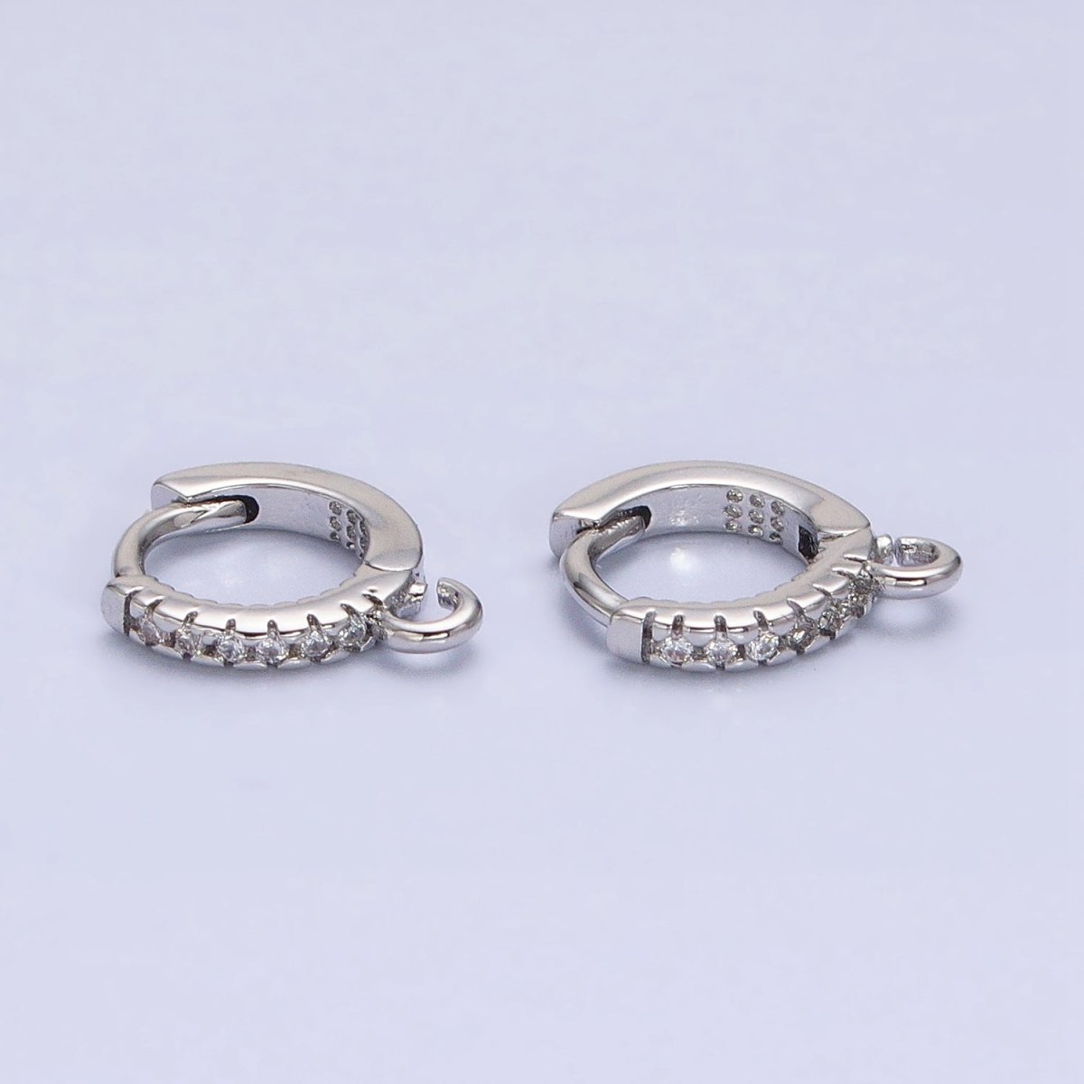 16K Gold Filled Thin Mini Clear Micro Paved CZ 10mm Cartilage Open Loop Huggie Earrings Supply In Gold & Silver | Z-220 Z-388 - DLUXCA