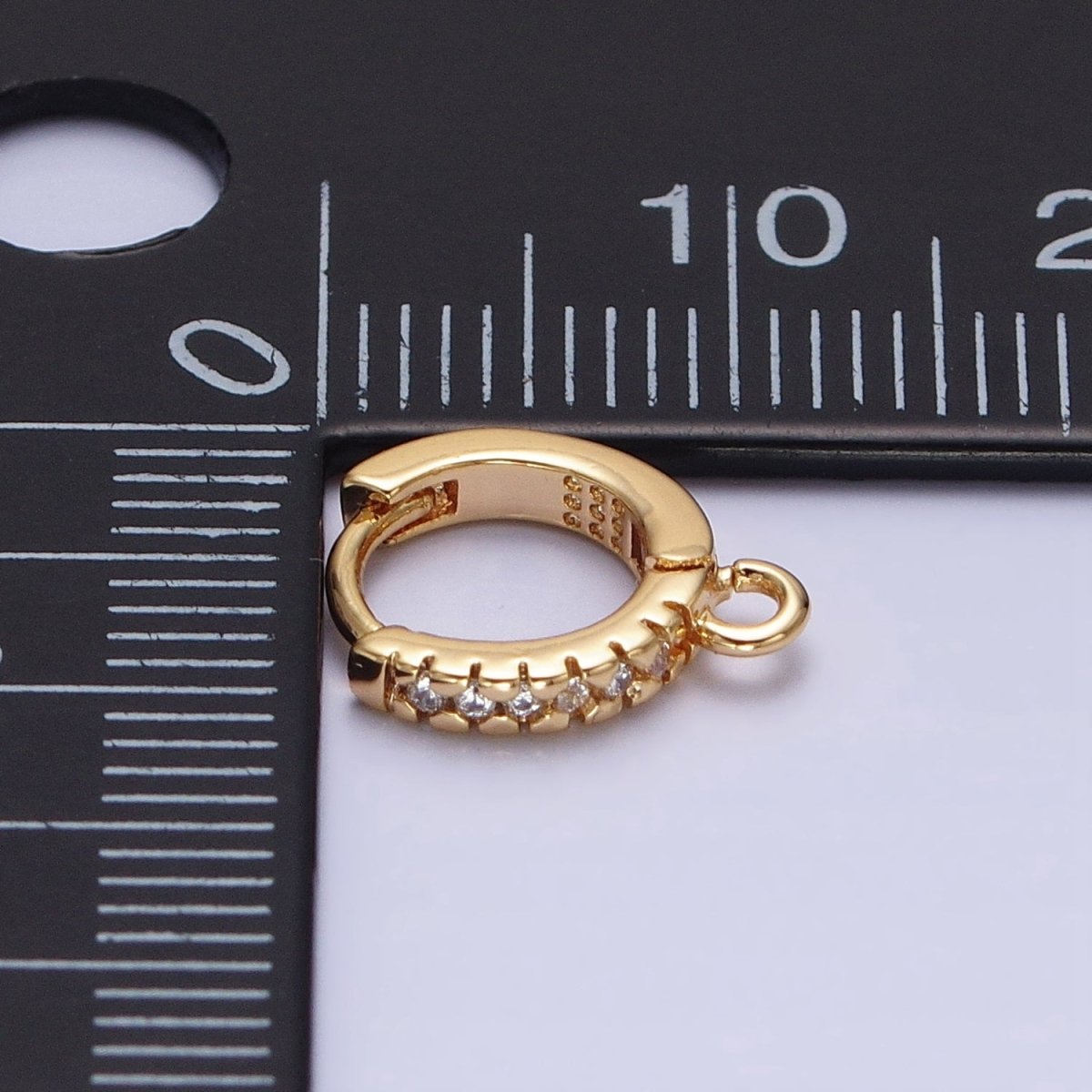 16K Gold Filled Thin Mini Clear Micro Paved CZ 10mm Cartilage Open Loop Huggie Earrings Supply In Gold & Silver | Z-220 Z-388 - DLUXCA