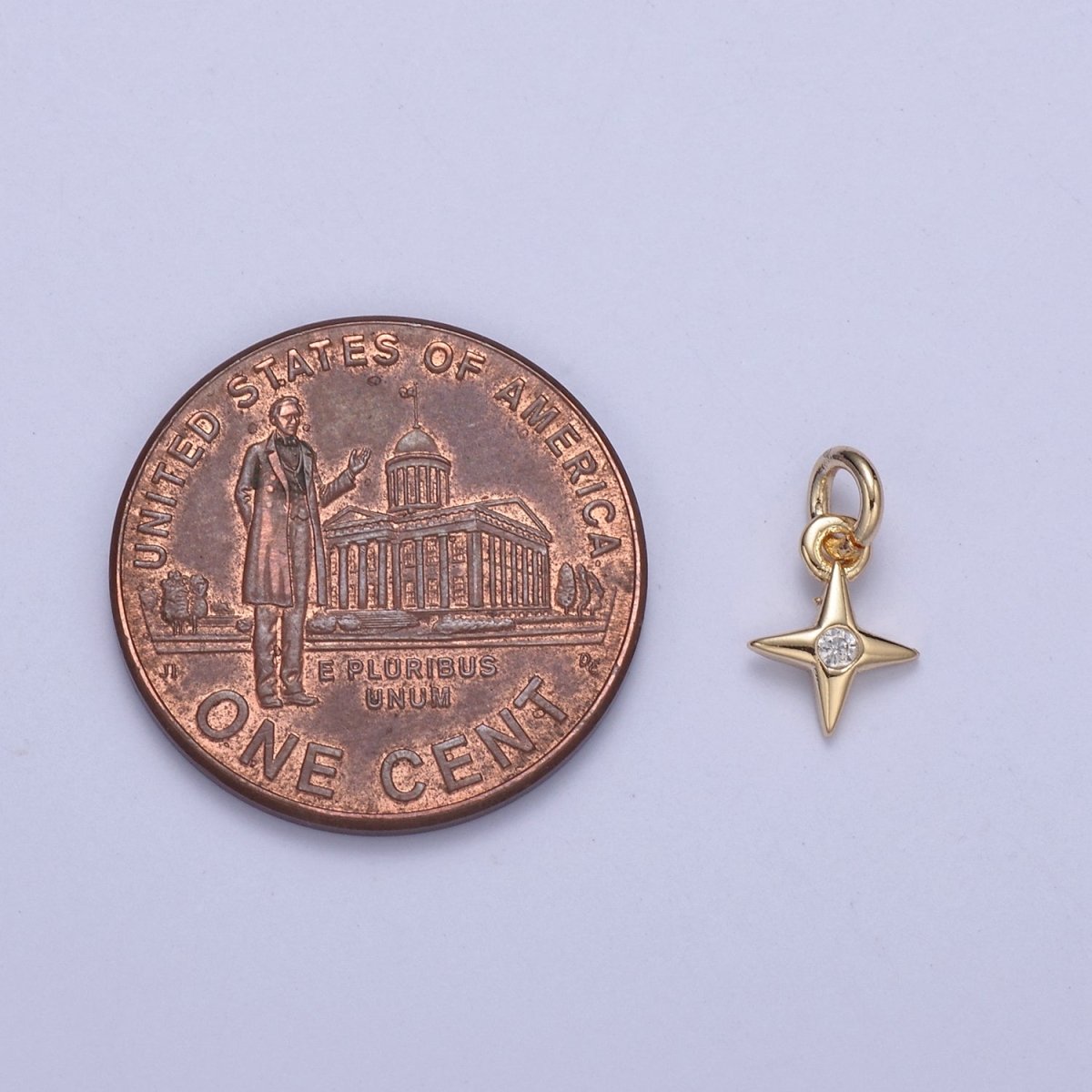 16k Gold Filled Tiny North Stars Charm Cubic Zirconia Charm in Gold micro Pave CZ Bright Stars Celestial Charm N-428 - DLUXCA