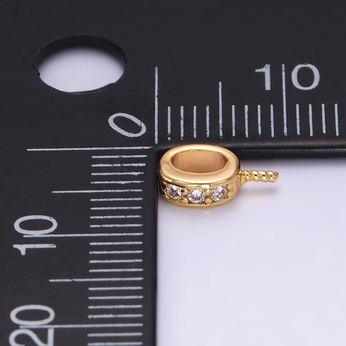 16K Gold Filled Triple CZ Micro Paved Drill Peg Bail Jewelry Making Findings Supply | Z-498 - DLUXCA