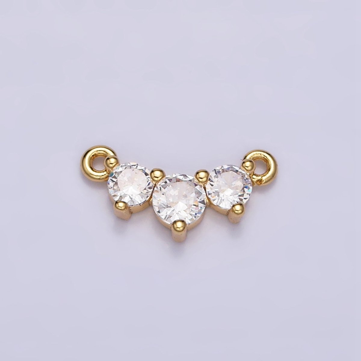16K Gold Filled Triple Round Clear CZ Lined 12.8mm Connector | AA1038 - DLUXCA