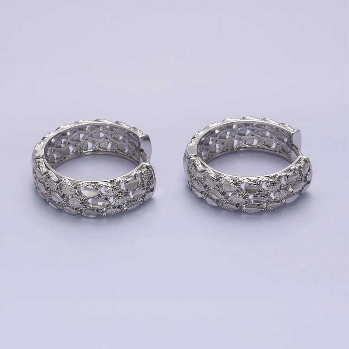 16K Gold Filled Triple Teardrop Textured 28mm Hoop Earrings in Gold & Silver | AB1557 AB1558 - DLUXCA