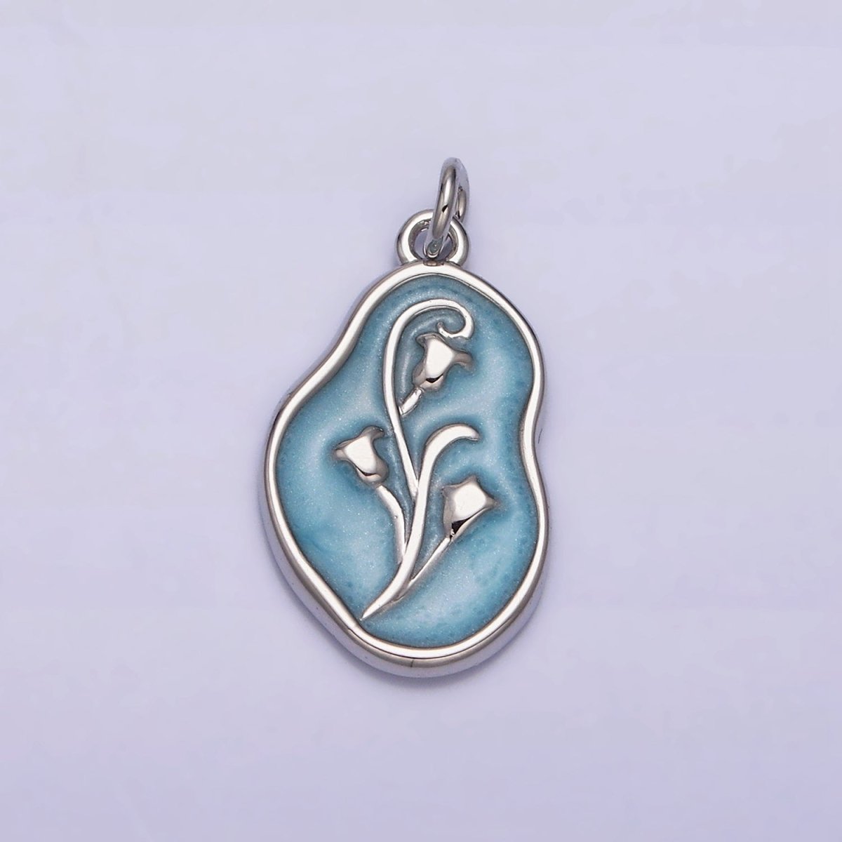 16K Gold Filled Tulip April Birth Flower White, Pink, Blue Sparkly Enamel Abstract Charm | AC1117 - AC1122 - DLUXCA