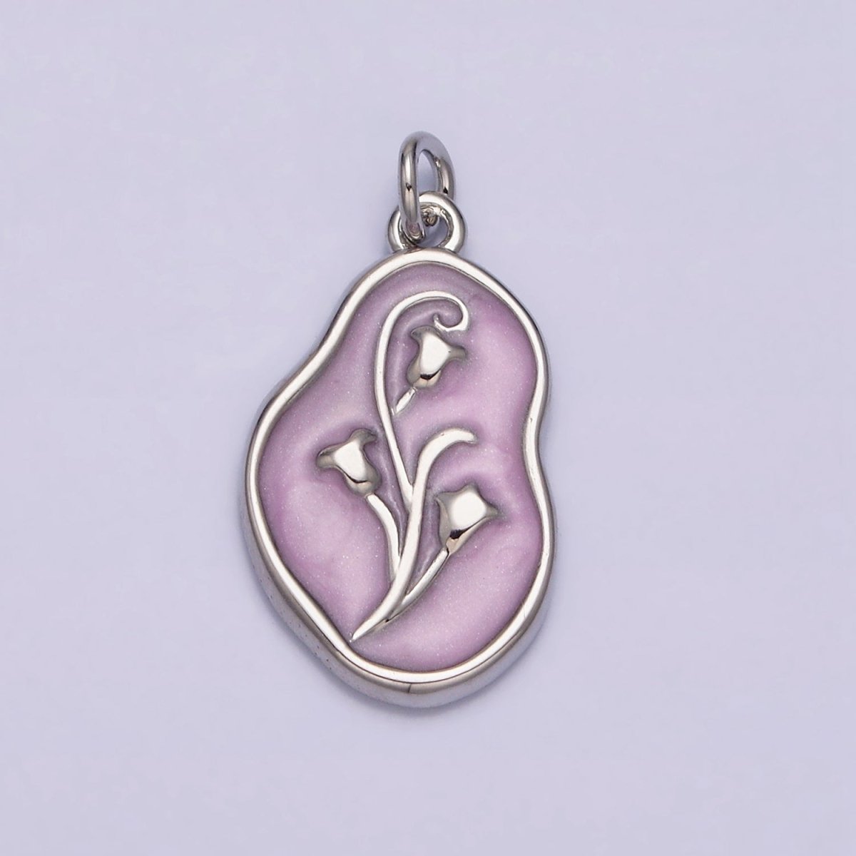 16K Gold Filled Tulip April Birth Flower White, Pink, Blue Sparkly Enamel Abstract Charm | AC1117 - AC1122 - DLUXCA