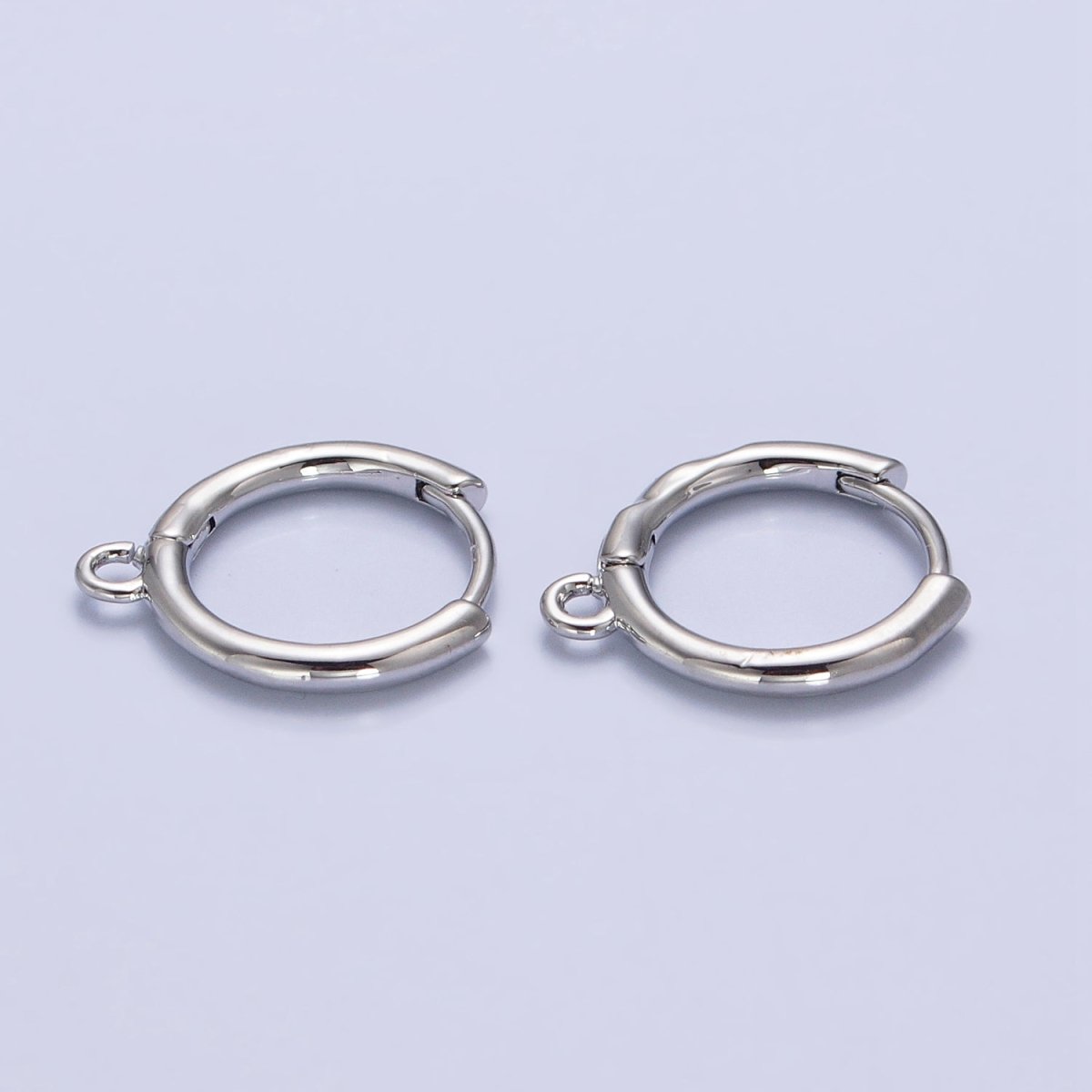 16K Gold Filled Twist Edge Geometric Open Loop 12mm Huggie Earrings in Gold & Silver | Z-326 Z-327 - DLUXCA