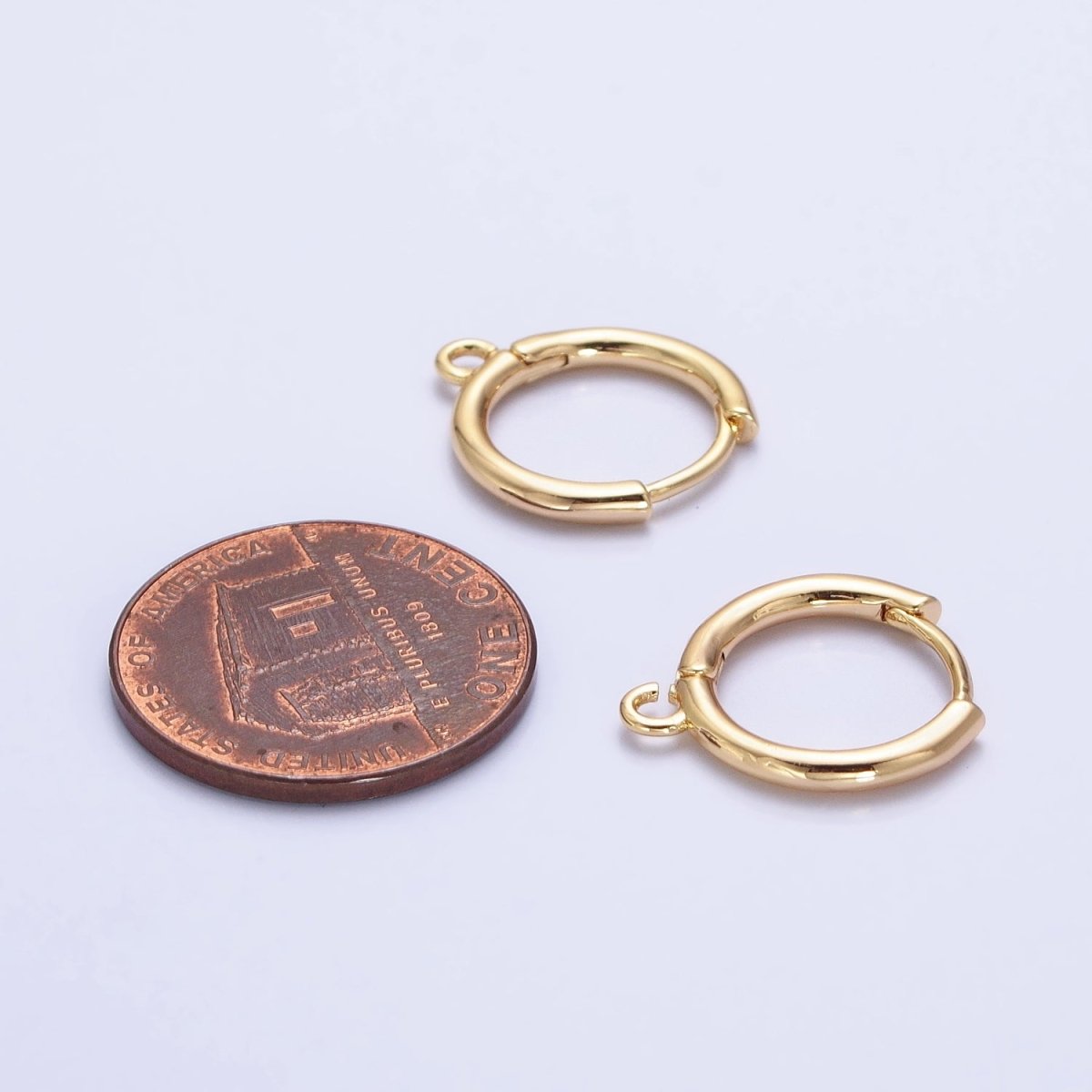 16K Gold Filled Twist Edge Geometric Open Loop 12mm Huggie Earrings in Gold & Silver | Z-326 Z-327 - DLUXCA