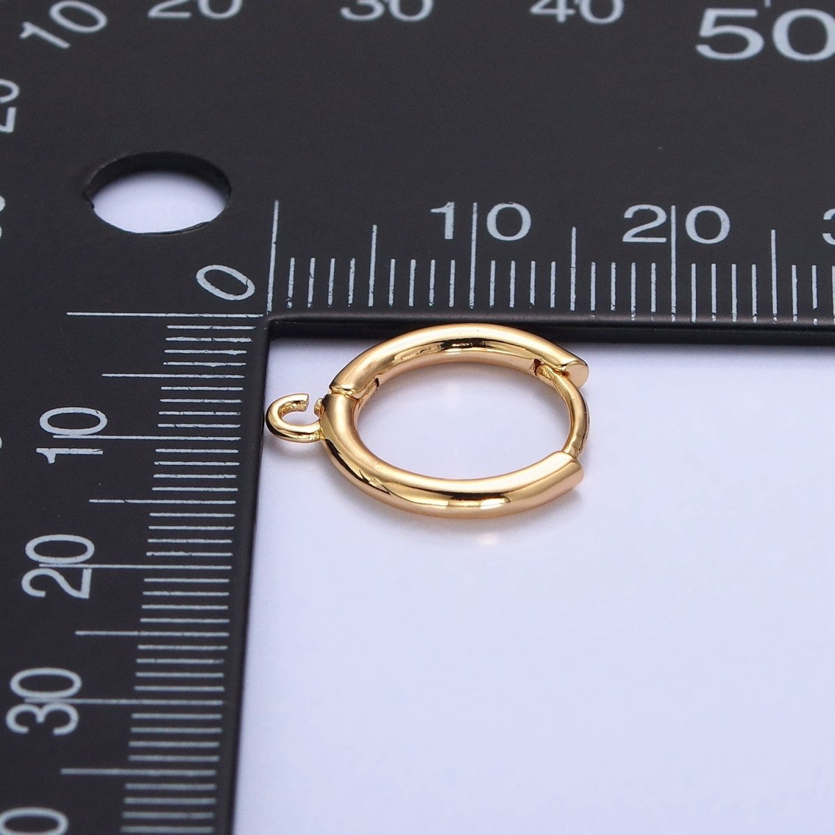 16K Gold Filled Twist Edge Geometric Open Loop 12mm Huggie Earrings in Gold & Silver | Z-326 Z-327 - DLUXCA