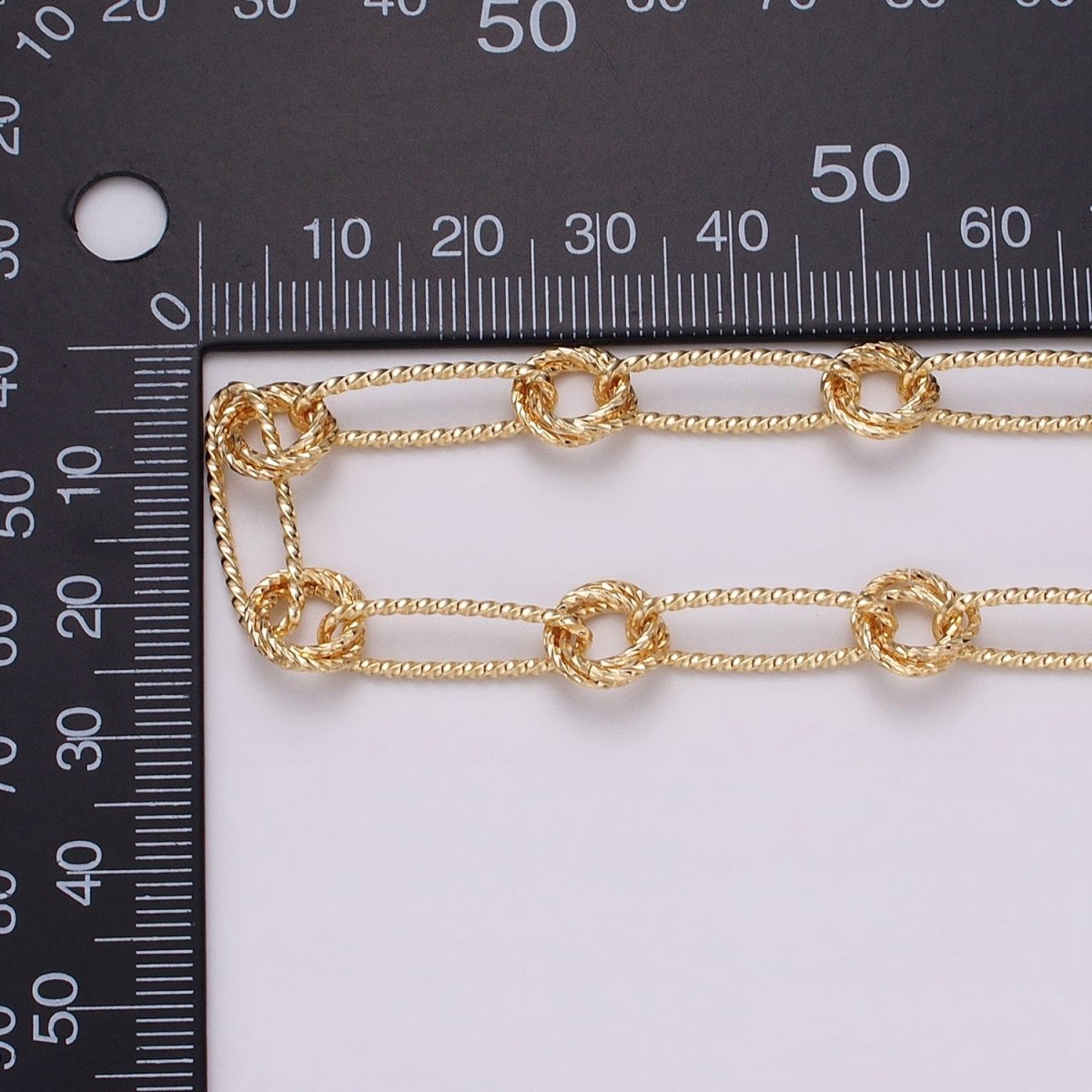 16K Gold Filled Twisted Paperclip Double Rolo Link Unique Unfinished Chain by Yard in Gold & Silver | ROLL-1219 ROLL-1220 Clearance Pricing - DLUXCA