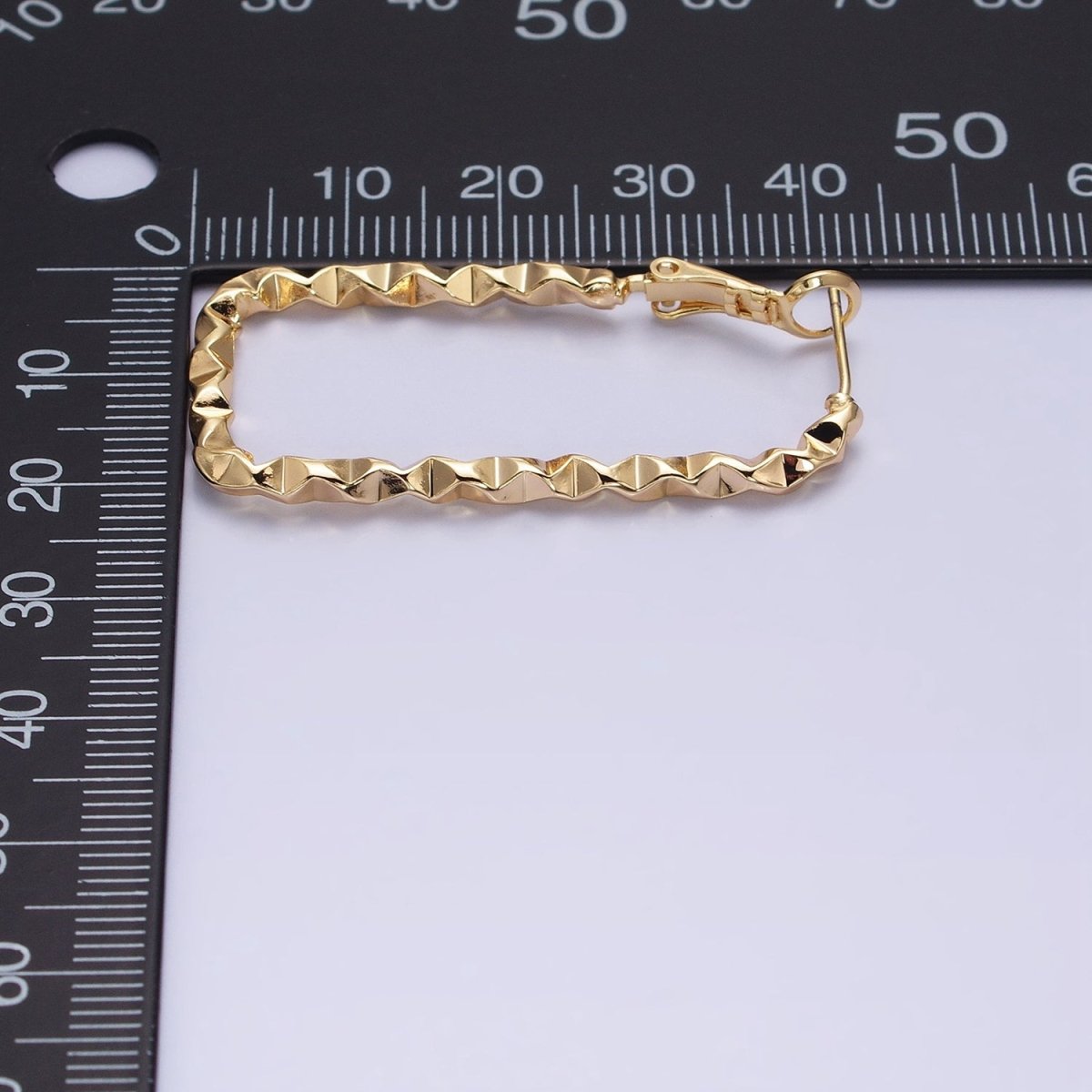 16K Gold Filled U-Shaped 30mm, 40mm Dented Geometric Hinge Hoop Earrings in Gold & Silver | AB143 AB187, AD800 AD801 - DLUXCA