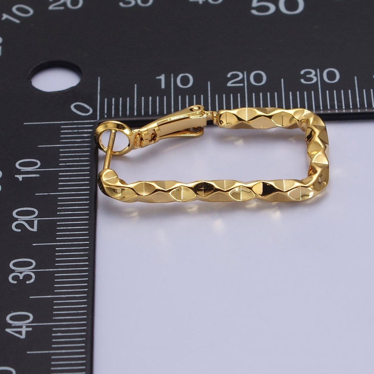 16K Gold Filled U-Shaped 30mm, 40mm Dented Geometric Hinge Hoop Earrings in Gold & Silver | AB143 AB187, AD800 AD801 - DLUXCA