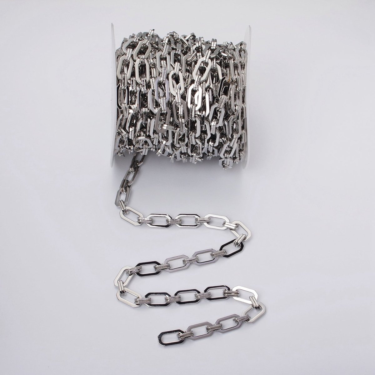 16k Gold Filled Unique PaperClip 9mm Hexagonal Unfinished Chain in Gold & Silver | ROLL-1159 ROLL-1160 Clearance Pricing - DLUXCA