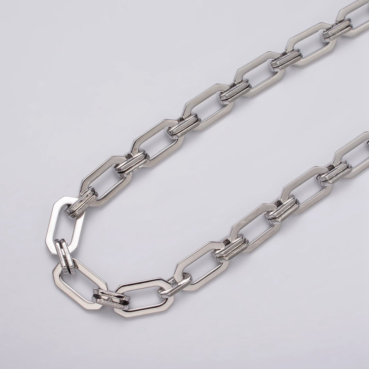 16k Gold Filled Unique PaperClip 9mm Hexagonal Unfinished Chain in Gold & Silver | ROLL-1159 ROLL-1160 Clearance Pricing - DLUXCA