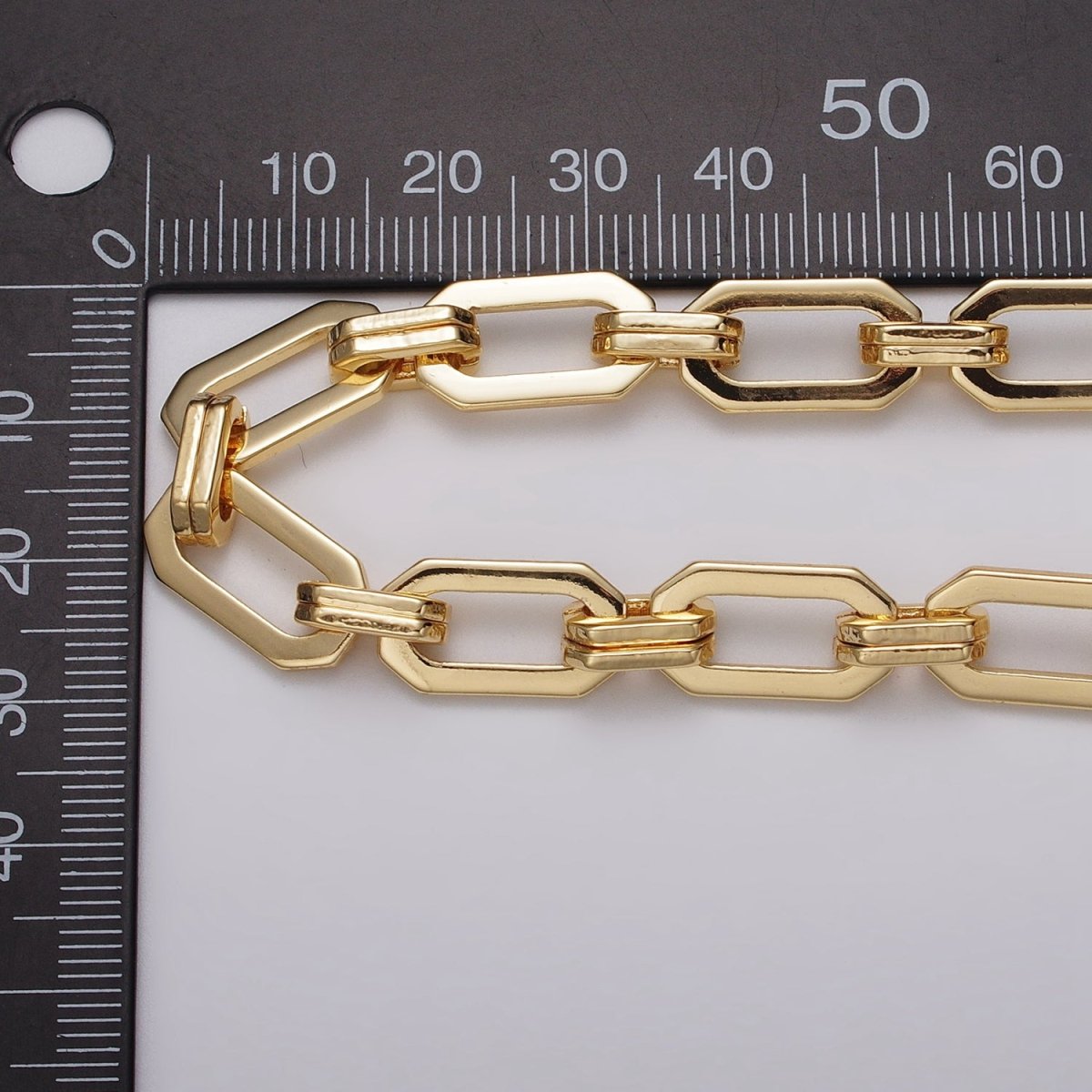 16k Gold Filled Unique PaperClip 9mm Hexagonal Unfinished Chain in Gold & Silver | ROLL-1159 ROLL-1160 Clearance Pricing - DLUXCA