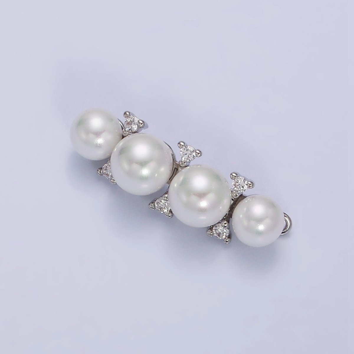 16K Gold Filled White Pearl Lined Curve Connector in Gold & Silver | AA-1084 AA-1085 - DLUXCA