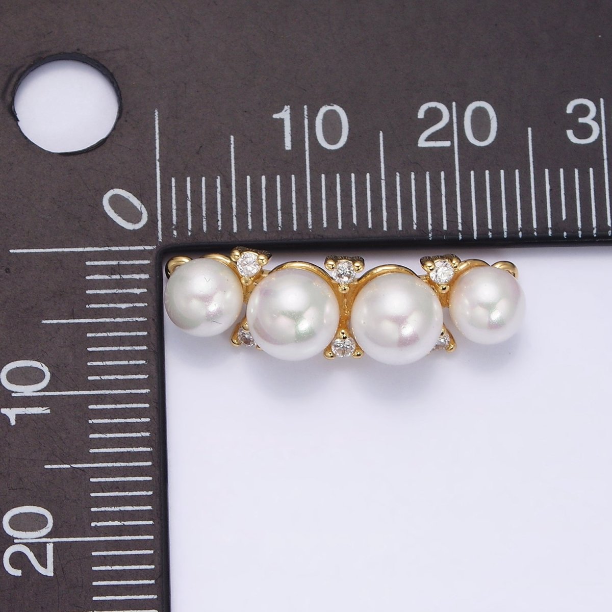 16K Gold Filled White Pearl Lined Curve Connector in Gold & Silver | AA-1084 AA-1085 - DLUXCA