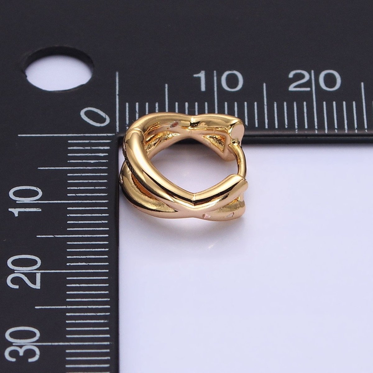 16K Gold Filled X Claw Double Band Geometric Huggie Earrings in Gold & Silver | AB1455 AB1456 - DLUXCA