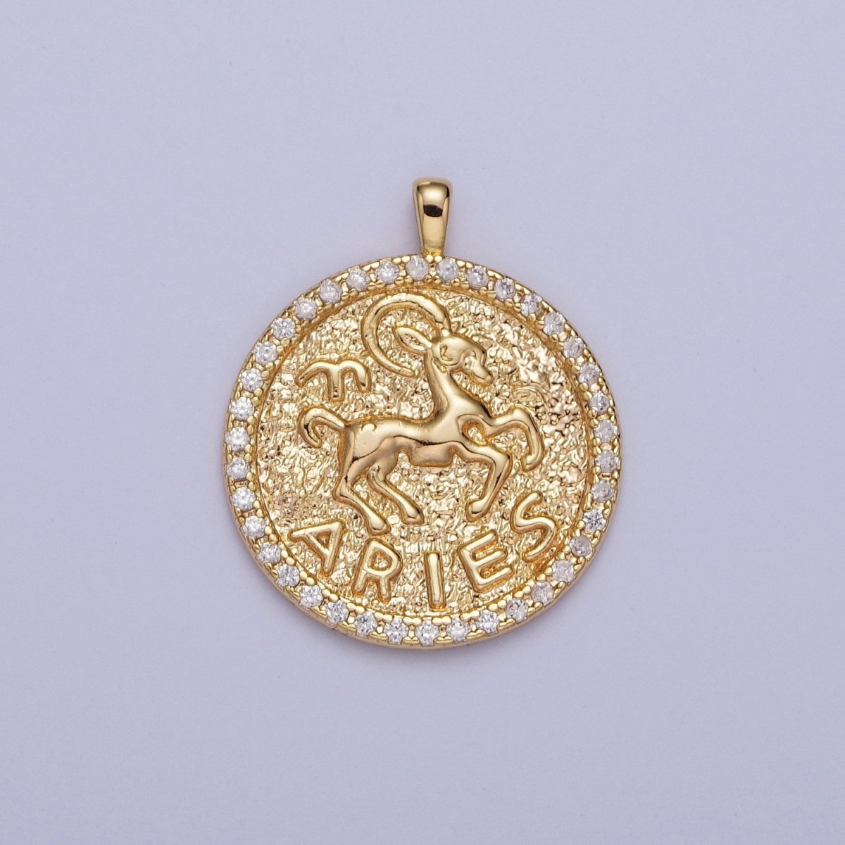 16K Gold Filled Zodiac Sign Astrology Personalized Birthday Micro Paved CZ Charms Pendants Medallion A-1106~A-1117 - DLUXCA