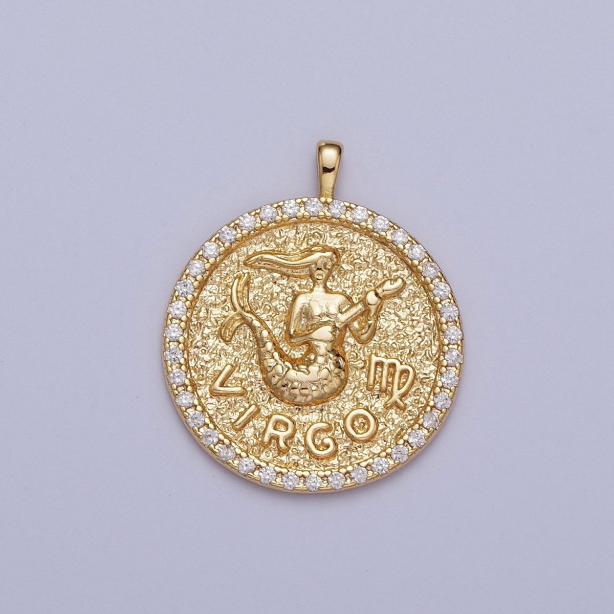 16K Gold Filled Zodiac Sign Astrology Personalized Birthday Micro Paved CZ Charms Pendants Medallion A-1106~A-1117 - DLUXCA