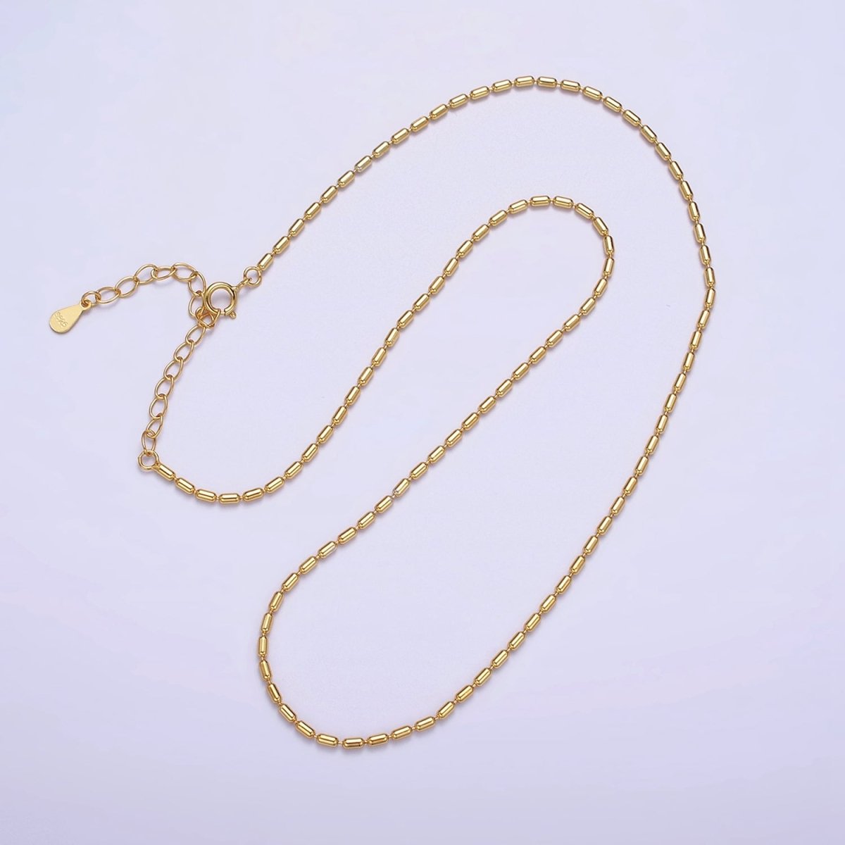 16K Gold Vermeil S925 1.5mm Dainty Tube 15.5 Inch Choker Chain Necklace | WA-1981 Clearance Pricing - DLUXCA