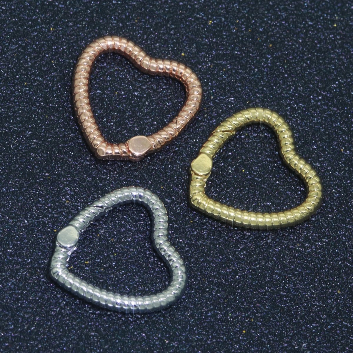 16mm Heart Gold Spring Buckle Metal Snap Clasp Spring gate ring, Trigger Round Ring, Snap Clasp Hook for Jewelry Supply L-454~L-456 - DLUXCA