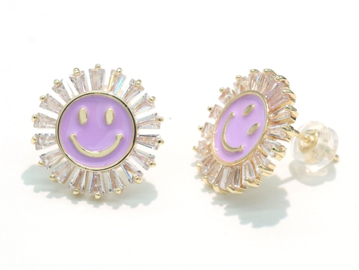 16mm Stud Enamel Smiley Face Stud Earrings Y2K 90S 1990's Cute Earring Harajuku P167 - DLUXCA