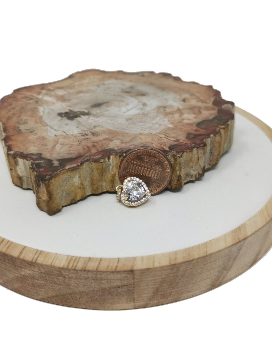 16x10mm Dainty 14k Gold Filled Cubic Heart Pendant Micro Pave Heart Charm for Necklace Bracelet Earring Wedding Jewelry I-337 - DLUXCA