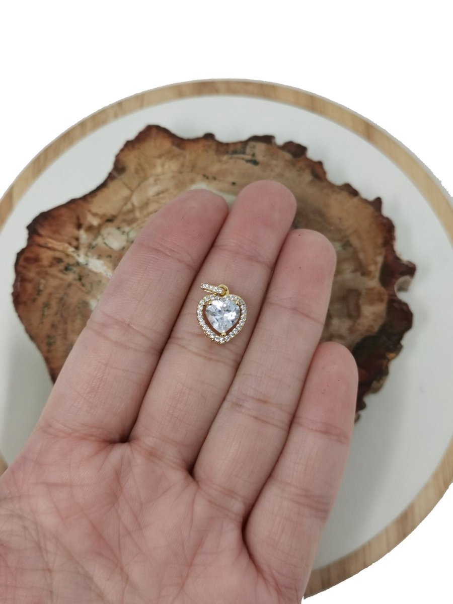 16x10mm Dainty 14k Gold Filled Cubic Heart Pendant Micro Pave Heart Charm for Necklace Bracelet Earring Wedding Jewelry I-337 - DLUXCA