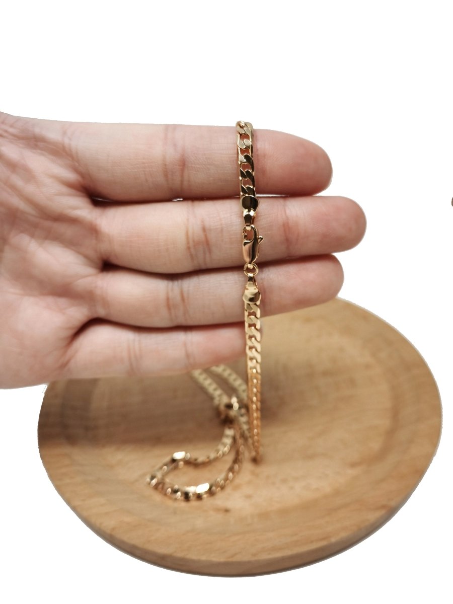 17.0'' Ready to Use 18K Rosy Gold Filled Cuban Curb Necklace Chain, Layering Curb Chain Dainty Necklace, For Necklace Making, 4mm Curb Necklace w/ Lobster Clasps | CN-683 Clearance Pricing - DLUXCA