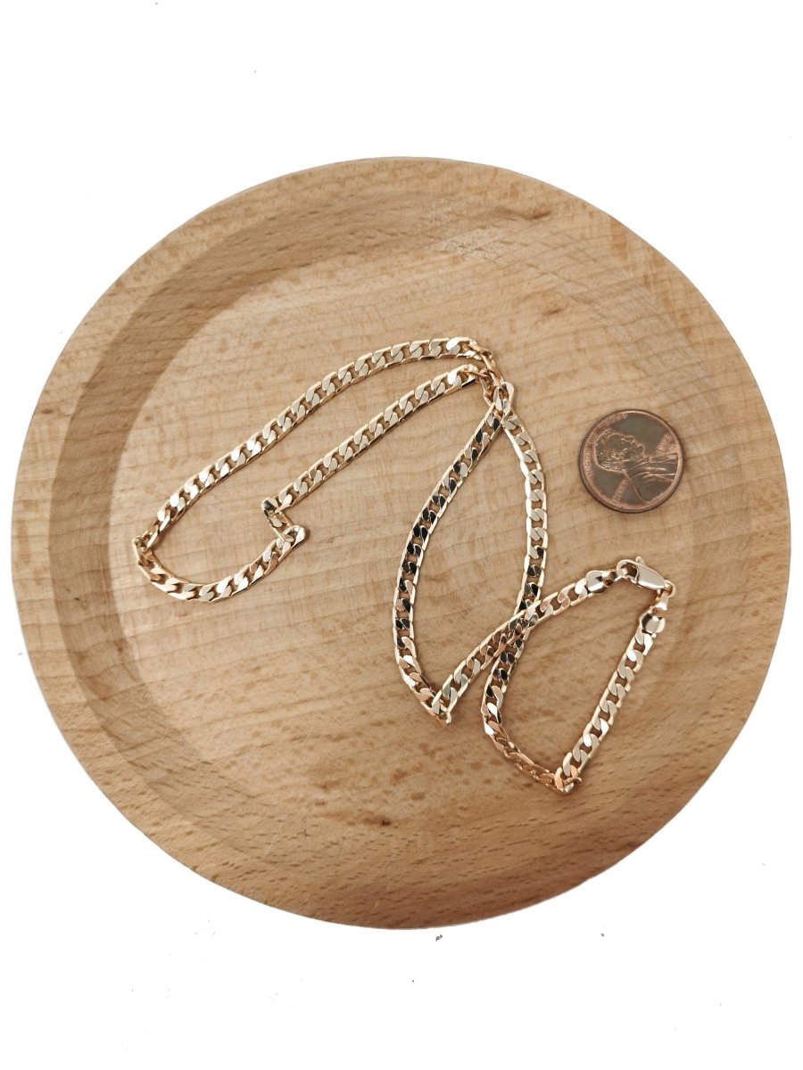 17.0'' Ready to Use 18K Rosy Gold Filled Cuban Curb Necklace Chain, Layering Curb Chain Dainty Necklace, For Necklace Making, 4mm Curb Necklace w/ Lobster Clasps | CN-683 Clearance Pricing - DLUXCA