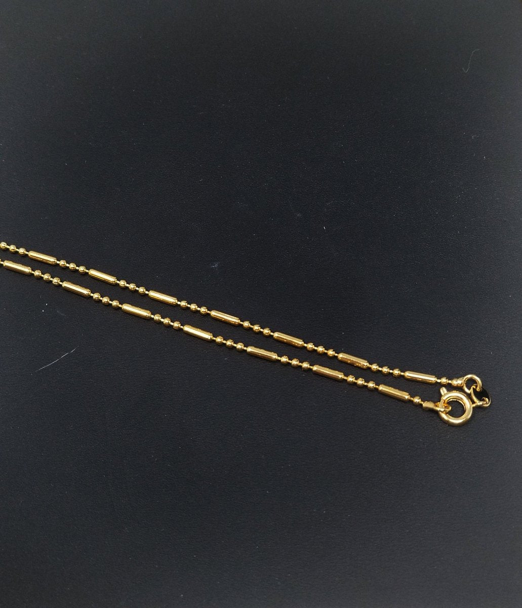 17.5 inch Beaded Chain Necklace, 24K Gold Plated Bead Finished Necklace For Jewelry Making, Dainty 1.6mm Bead Necklace w/ Spring Ring | CN-273 Clearance Pricing - DLUXCA