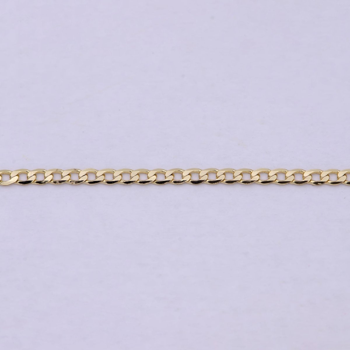 17.5 Inch Curb Figaro Finished Chain, Dainty 2mm 14K Gold Plated Necklace with Lobster Clasps | WA-623 Clearance Pricing - DLUXCA