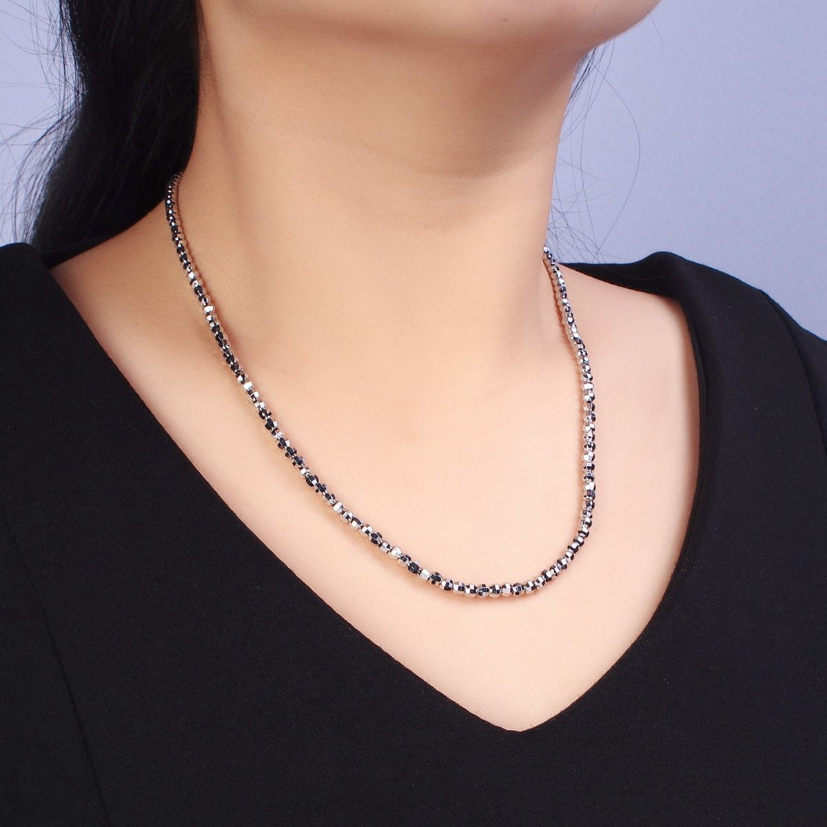 17.5 Inch Gold, Silver 3.5mm, 2.5mm Multi faceted Disco Ball Bead Chain Necklace | WA-1564 WA-1565 Clearance Pricing - DLUXCA