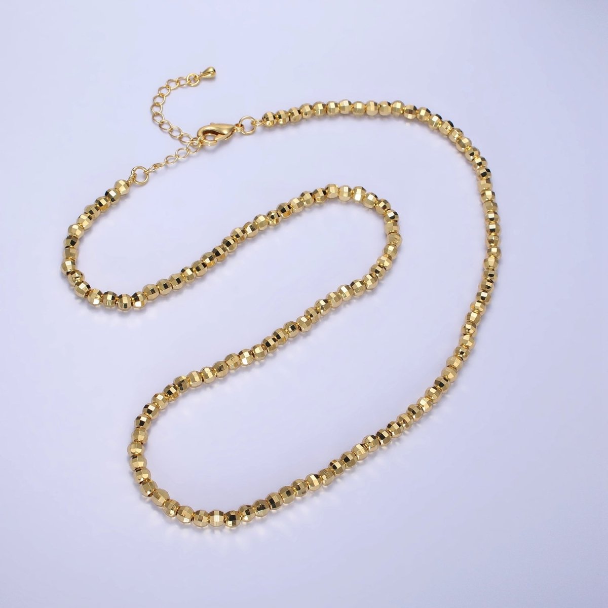 17.5 Inch Gold, Silver 3.5mm, 2.5mm Multi faceted Disco Ball Bead Chain Necklace | WA-1564 WA-1565 Clearance Pricing - DLUXCA