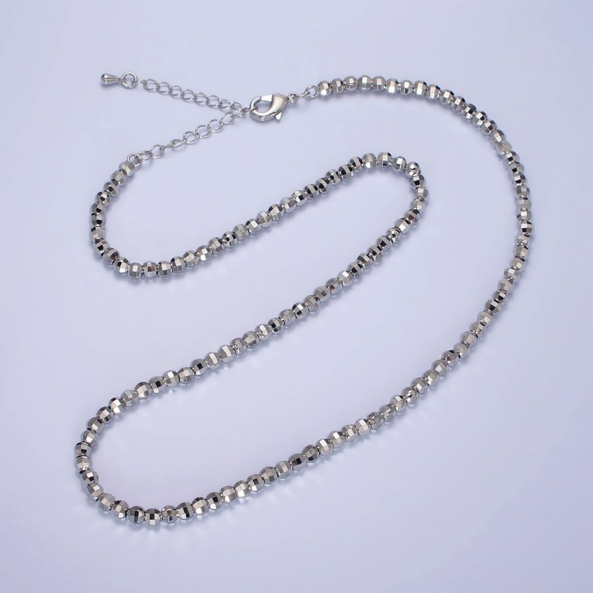 17.5 Inch Gold, Silver 3.5mm, 2.5mm Multi faceted Disco Ball Bead Chain Necklace | WA-1564 WA-1565 Clearance Pricing - DLUXCA