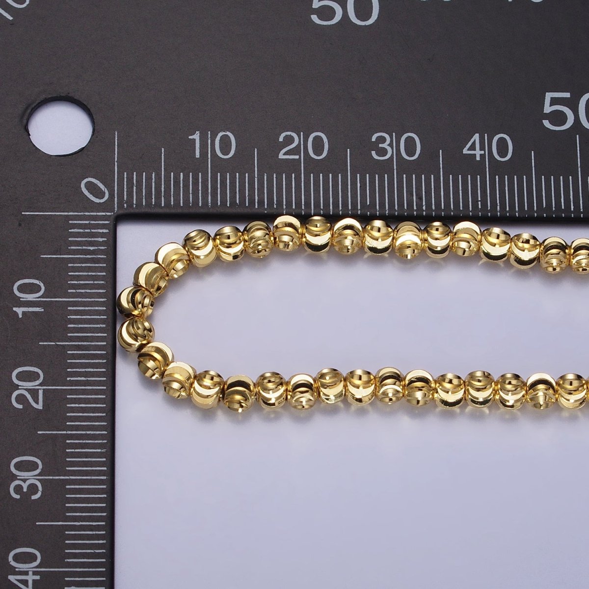 17.5 Inch Gold, Silver 3.5mm, 2.5mm Sparkling Moon Cut Ball Bead Chain Necklace | WA-1568 - WA-1571 Clearance Pricing - DLUXCA