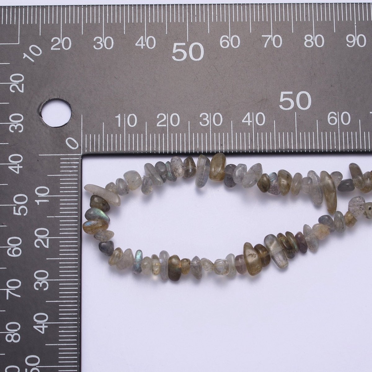 17.5 Inch Natural Dark Labradorite Crystal Chip Stone Bead Necklace with 2" Extender | WA-642 Clearance Pricing - DLUXCA