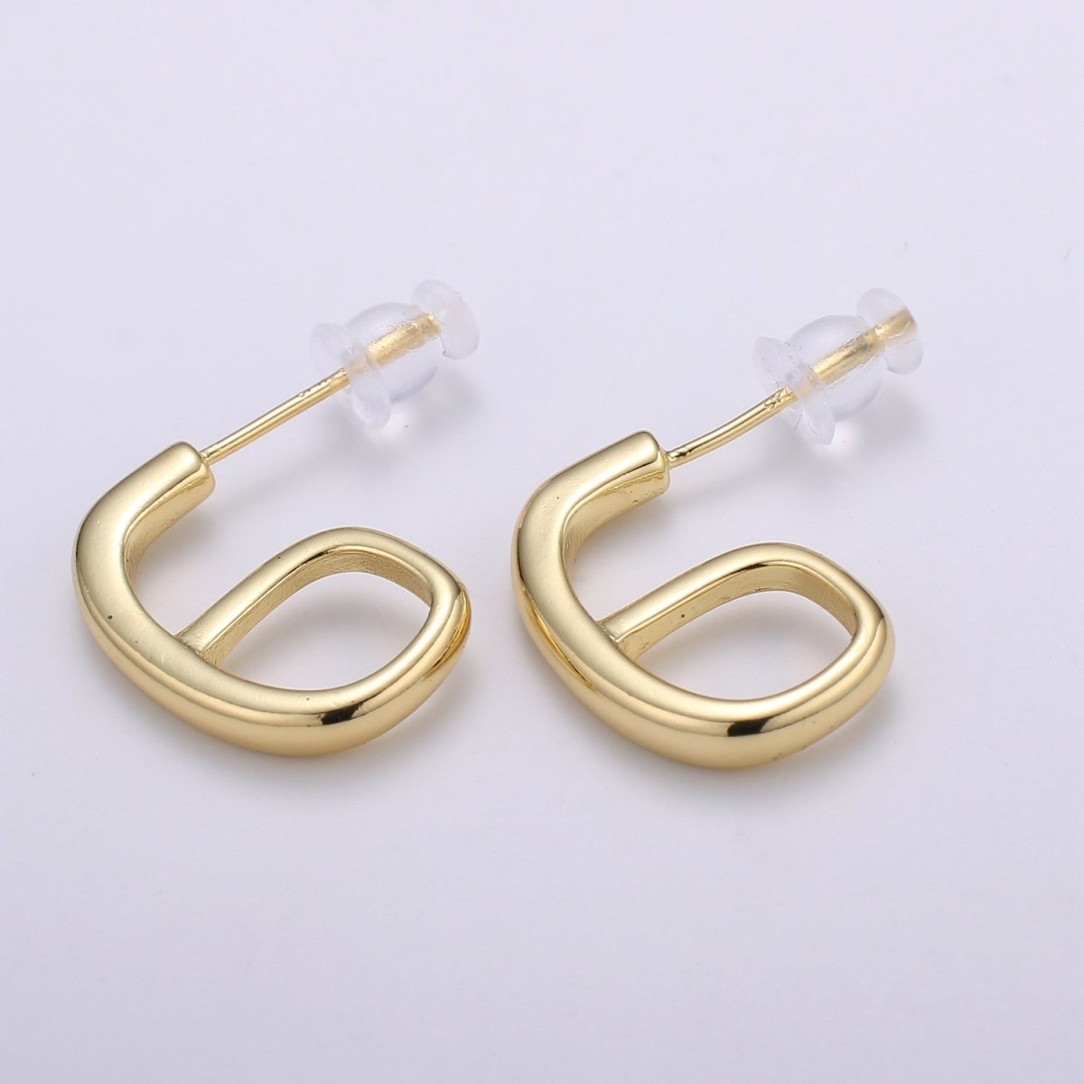 17.5 mm "G" Hoops 14K Gold Plated, 6 Gold Earrings for DIY Earring Craft Supply Jewelry Making Q-409 - DLUXCA